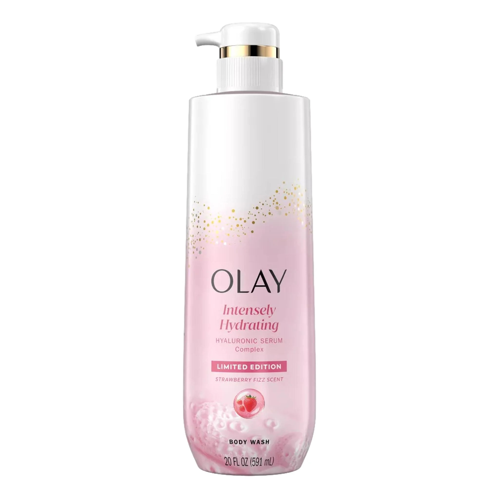 Olay Intensely Hydrating Body Wash with Hyaluronic Serum Complex Strawberry Fizz, 20 fl oz